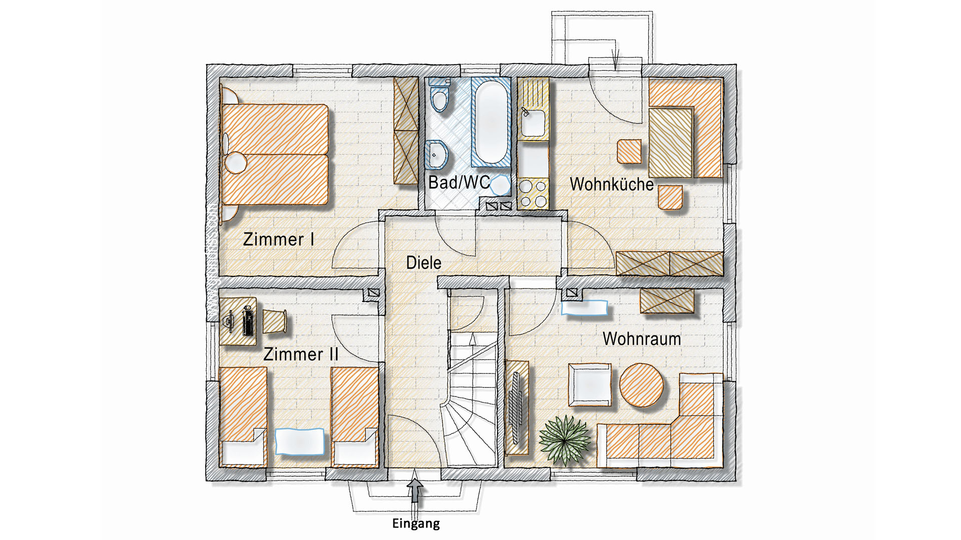 Birken-Honigsessen: Preiswertes Einfamilienhaus, Erdgeschoss: 60,4 m² Wohnfläche